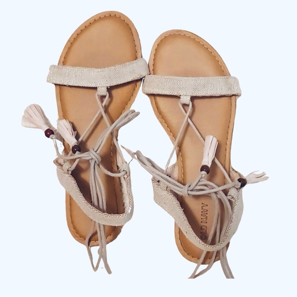 Old Navy Bohemian Style Ankle/Leg Tie Flat Sandals - Size 9
